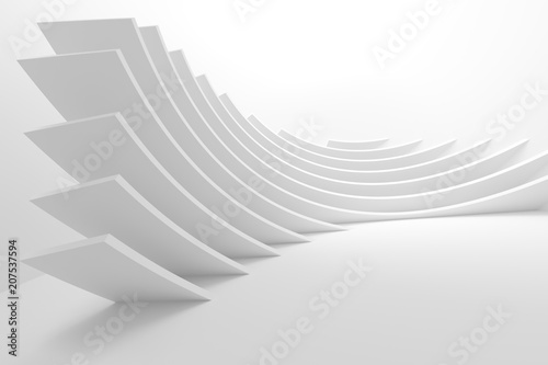 Abstract Architecture Design. White Futuristic Interior Background