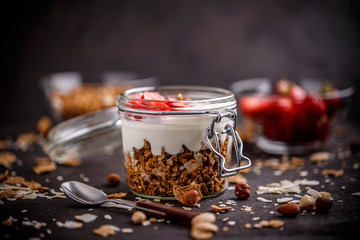 Canvas Print - Glass jar of oat granola