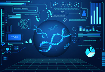 Poster - abstract technology ui futuristic concept circle dark digital dna health care of hud interface holog