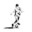 Vector ink sketch of a soccer player