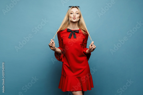 Fashionable And Beautiful Blonde Model Girl With Professional