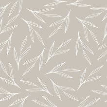 Nature Hand Drawn Seamless Pattern. Neutral Beige Color.