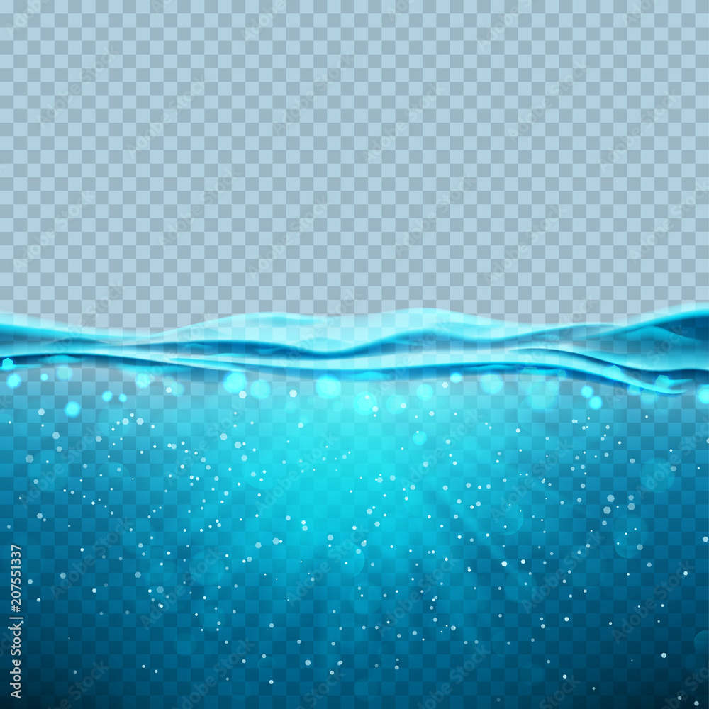 Vetor Transparent underwater blue ocean banner. Vector illustration ...
