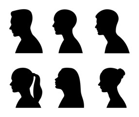 Wall Mural - Man and woman head profile. Vector illustration