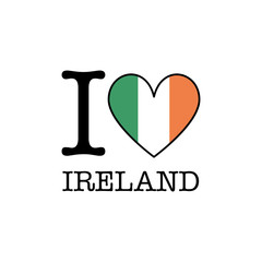 Wall Mural - I love Ireland. Heart shape national country flag icon