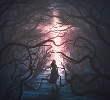 Woman In Scary Forest