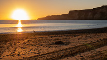 Beautiful Beach Sunrise Shot During Coastal Hike To Cape Kidnappers Located In Hawke´s Bay, North Island Area Of New Zealand