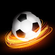 Football or soccer ball on glowing lines background