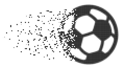 Fototapete - Dispersed football ball dot vector icon with disintegration effect. Rectangular particles are combined into dissipated football ball figure.