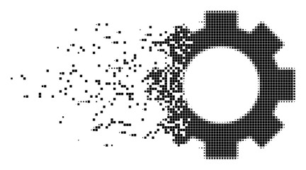 Fototapete - fractured gear dotted vector icon with disintegration effect. square items are organized into dissol