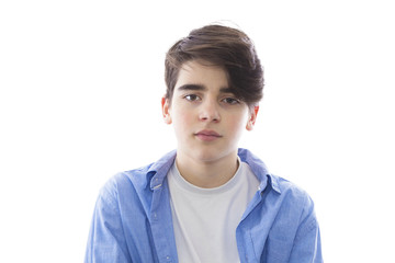 portrait of young teenager isolated in white background