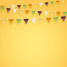 Minimalistic Yellow Vector Abstract Background With Party Flags Buntings Perfect For Birthday Greeting Invitation Cards Design