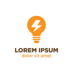 Poster - Light Bulb Idea Logo with thunder icon