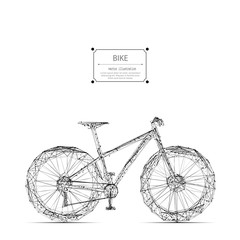 Aufkleber - Abstract mash line and point bicycle origami on white background with an inscription. Abstract vector image of bike. Bicycle Low poly wire frame illustration. Lines and dots.