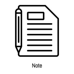 Aufkleber - Note icon vector sign and symbol isolated on white background, Note logo concept