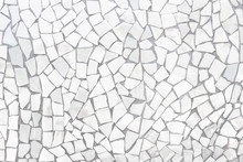 Broken Tiles Mosaic Seamless Pattern. White And Grey The Tile Wall High Resolution Real Photo Or Brick Seamless And Texture Interior Background.