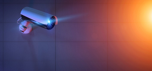 Poster - Security CCTV camera system - 3d rendering