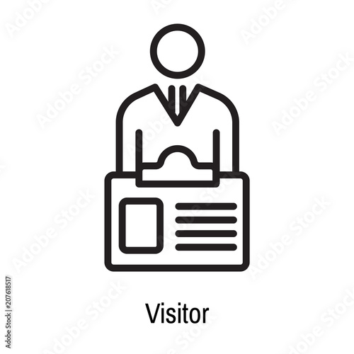 Clipart panda Visitor icon vector sign and symbol isolated on white background, Visitor logo concept Stock