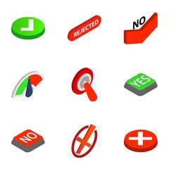 Poster - Check mark icons set. Isometric 3d illustration of 9 check mark vector icons for web