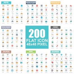 Poster - Simple set of vector flat icons. Flat pictogram pack. 48x48 Pixel Perfect.