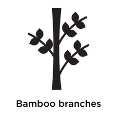 Wall Mural - Bamboo branches icon vector sign and symbol isolated on white background, Bamboo branches logo concept