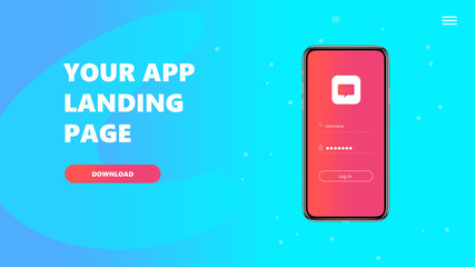 Fototapete - App Landing Page Mobile UI Kit, Responsive smartphone design mockup