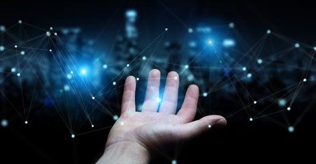 Poster - Businessman using futuristic connection interface 3D rendering