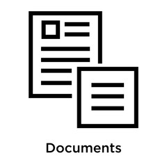 Sticker - Documents icon vector sign and symbol isolated on white background, Documents logo concept