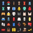 Female clothes, bag, shoes and accessories flat icon set 2