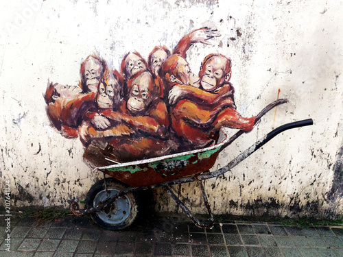 Tela Orangutan, Orang Utan, Street Art, Borneo Island
