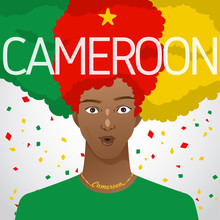 Surprised Man With National Flag In Afro Hair : Vector Illustration