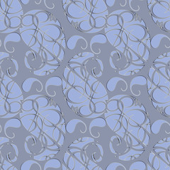 Paisleys seamless pattern. Abstract grey floral background wallp