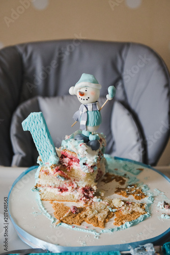 Broken Child Cake Kid S Feet Near The Cake Cute Little Boy