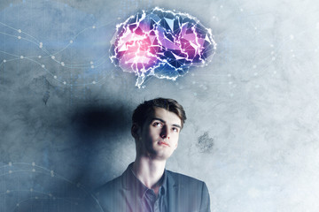 Aufkleber - Businessman with polygonal brain