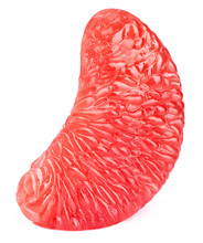 Grapefruit Fruit Pulp Flesh Slice Isolated On The White Background With Clipping Path. One Of The Best Isolated Grapefruits Pulps Flesh Slices That You Have Seen.