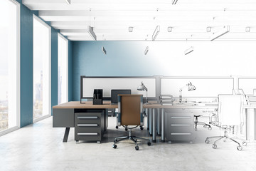 Wall Mural - Sketch of modern office interior