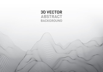 Poster - abstract 3d surface. distortion of space and matter. modern technology for designing volume objects.