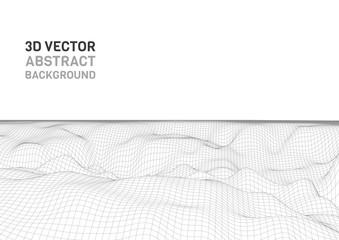 Poster - Abstract 3d surface. Distortion of space and matter. Modern technology for designing volume objects.