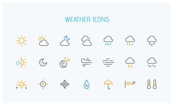 modern weather icons set. flat vector symbols