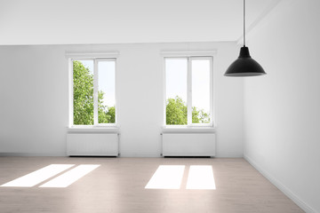 Poster - Empty living room with windows. Interior design