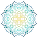 Fototapeta  - Mandala pattern colored background. Vector illustration. Meditation element for India yoga. Ornament for decorating a greeting. Set of vintage Wedding Invitation card