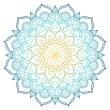 Mandala Pattern Colored Background. Vector Illustration. Meditation Element For India Yoga. Ornament For Decorating A Greeting. Set Of Vintage Wedding Invitation Card