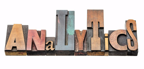 Wall Mural - analytics word in wood type