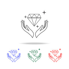 Poster - hand and diamond icons. elements of wedding in multi colored icons. premium quality graphic design i