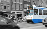 Fototapeta Miasto - Tram in Amsterdam