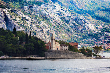 Sticker - Church on Coast with Kotor in Background