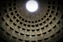 Interior Of The Dome Of The Historic Parthenon In Rome, Italy.