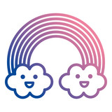 Fototapeta Dinusie - cute rainbow with clouds kawaii characters vector illustration design
