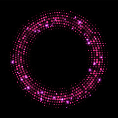 Wall Mural - Sparkling violet ring isolated on black background. Vector luxury frame.