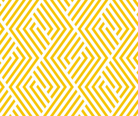 Abstract geometric pattern with stripes, lines. Seamless vector background. White and yellow ornament. Simple lattice graphic design